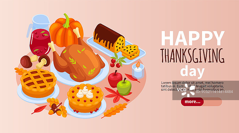 感恩节2.5D横版banner图片素材