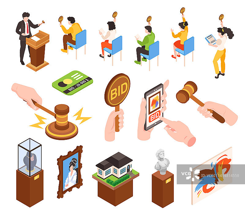 2.5D拍卖竞标套件图片素材