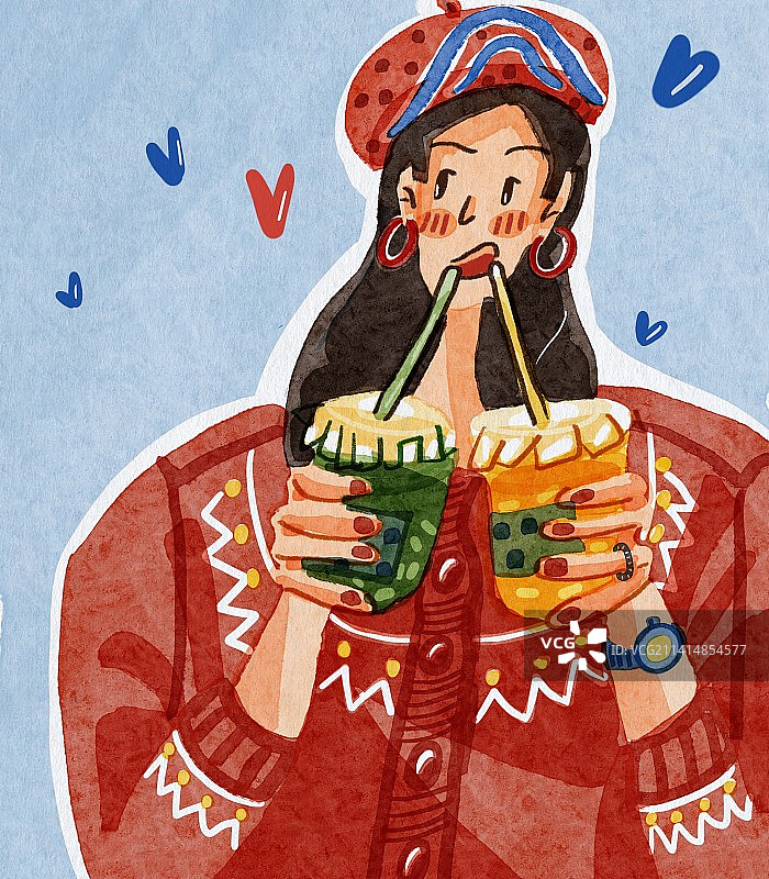 奶茶还是奶绿？当然一起喝最好喝！图片素材