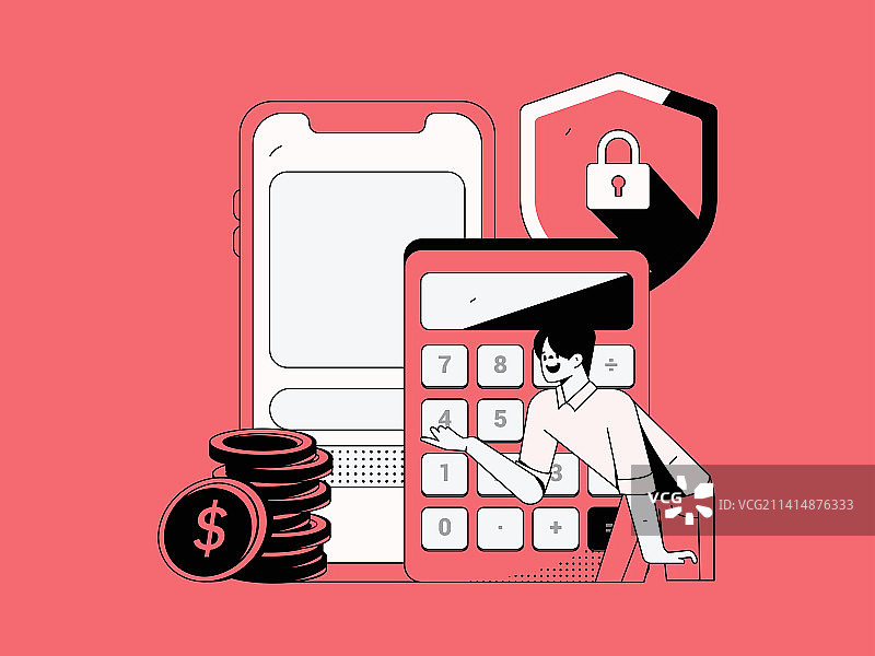 网络支付安全人物扁平矢量概念运营插画图片素材