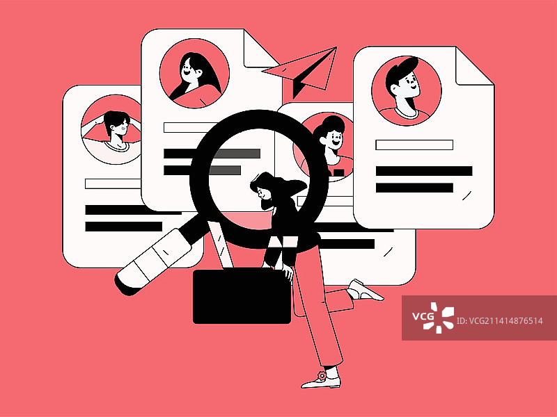 求职面试的人员扁平矢量概念运营插画图片素材
