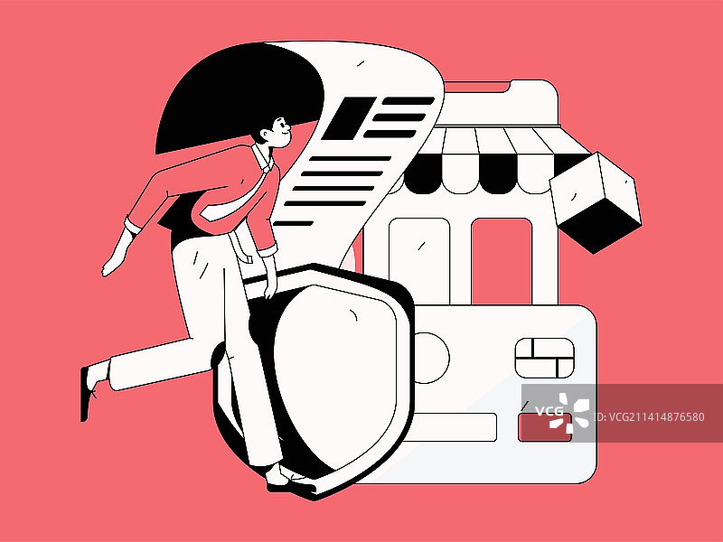 网络支付安全人物扁平矢量概念运营插画图片素材