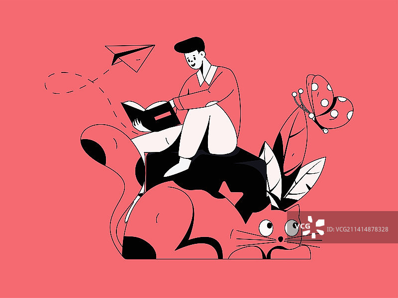 阅读的人物扁平矢量概念运营插画图片素材