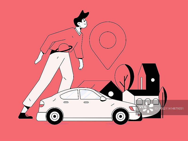 白领打车出行扁平矢量概念运营插画图片素材