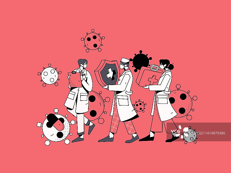 医生防疫抗疫扁平矢量概念运营插画图片素材