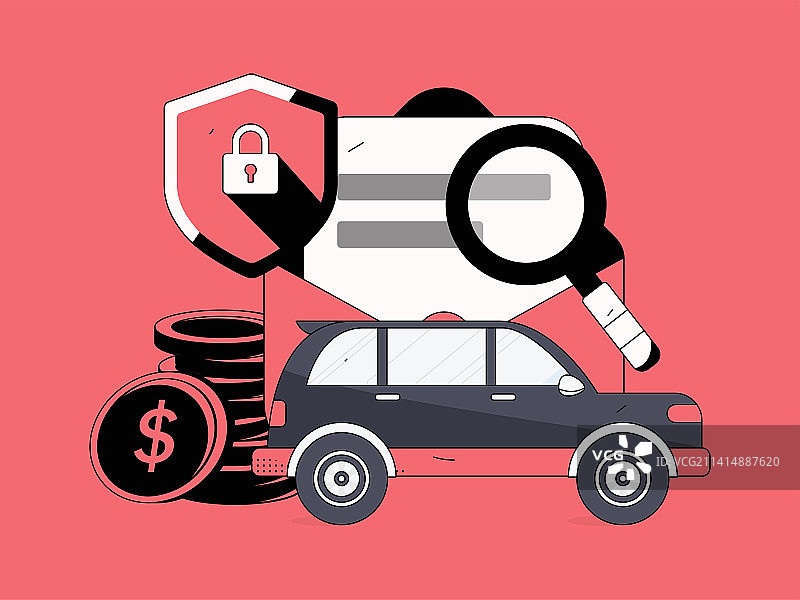 汽车保险扁平矢量概念运营插画图片素材