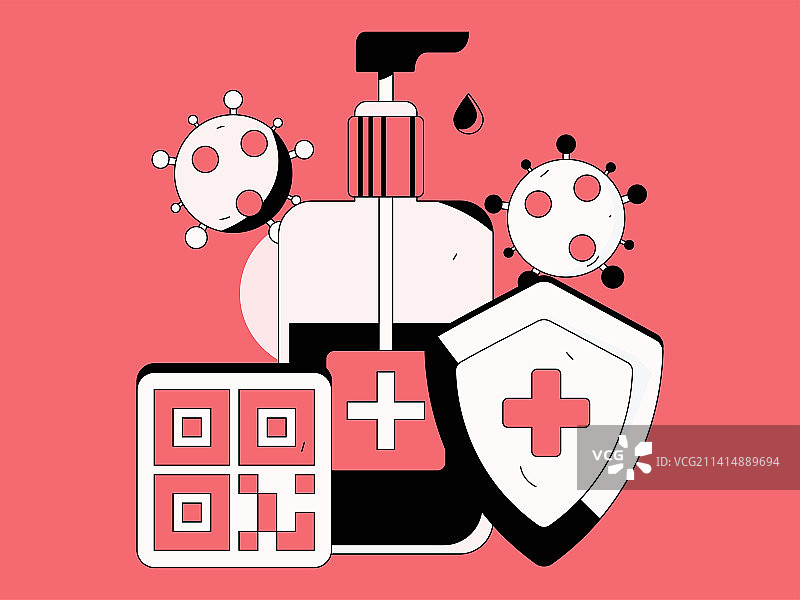 绿码医生防疫抗疫扁平矢量概念运营插画图片素材