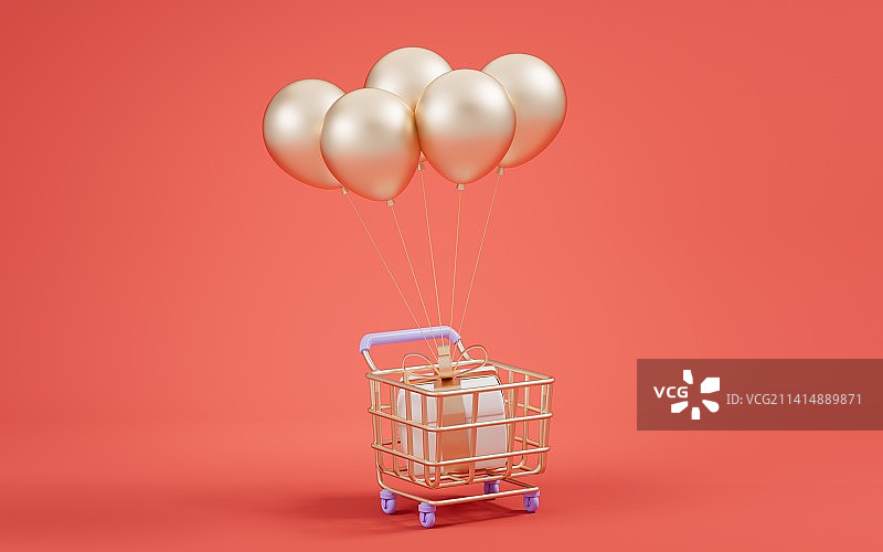 礼物盒与购物主题3D渲染图片素材