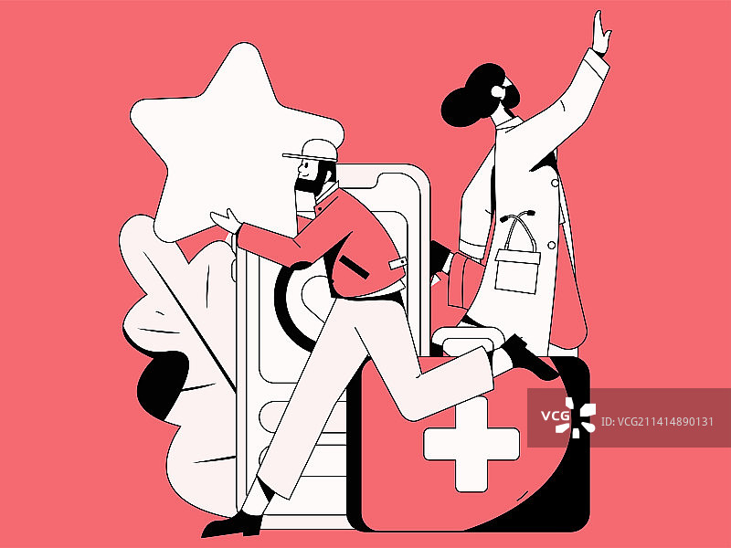 绿码医生防疫抗疫扁平矢量概念运营插画图片素材