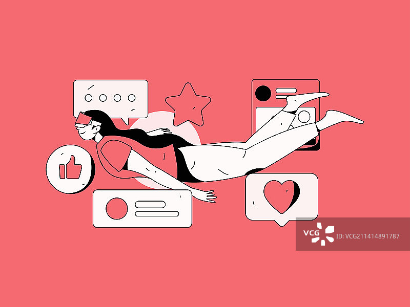 虚拟的社交概念商业扁平矢量插画图片素材