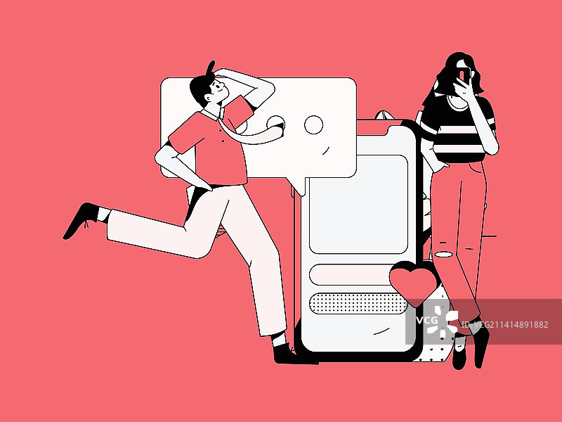 虚拟的社交概念商业扁平矢量插画图片素材