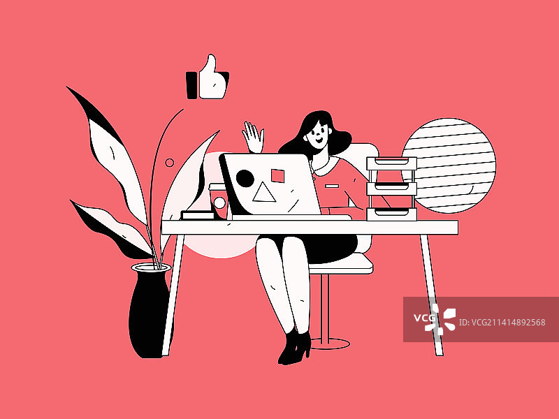 商务工作的人物扁平矢量概念运营插画图片素材