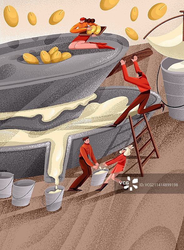 春节年俗拜年-腊月二十五-磨豆腐图片素材