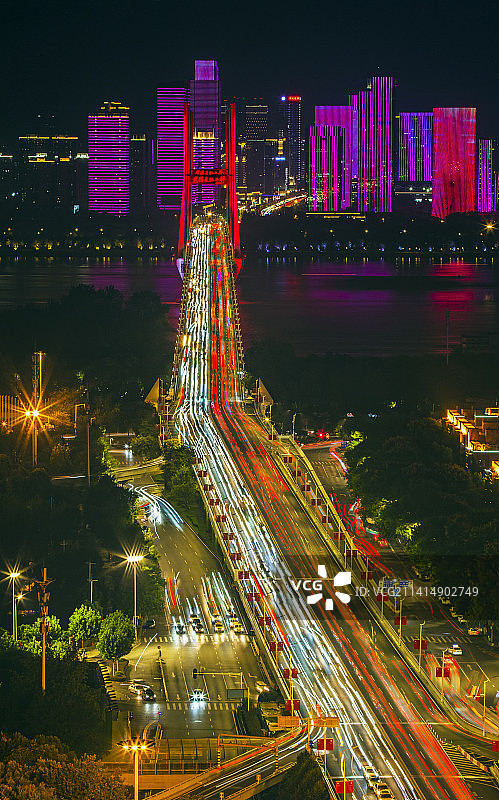 武汉长江二桥夜景图片素材