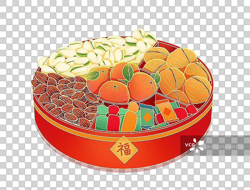 春节除夕坚果小吃零食插画元素图片素材