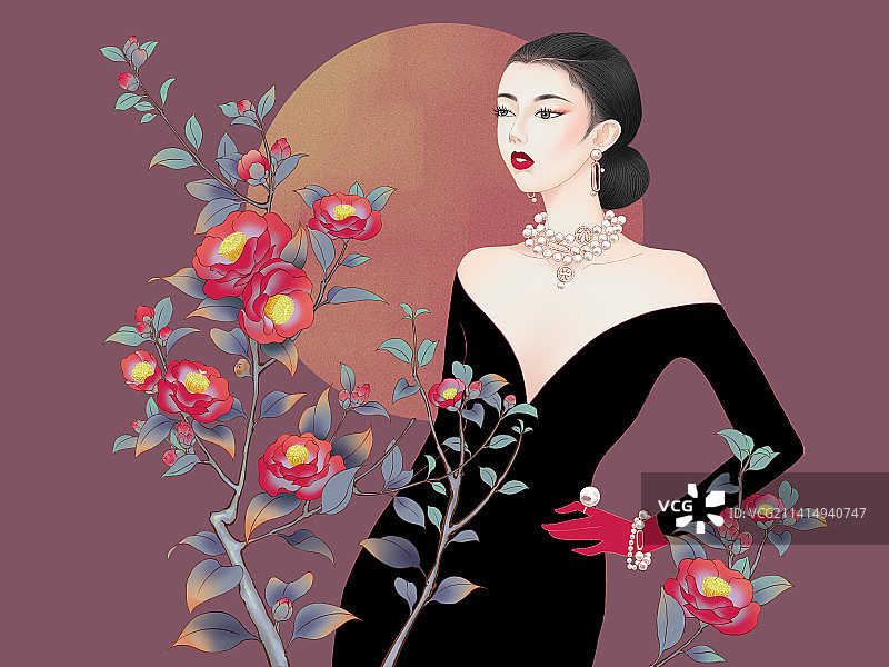 月令花神系列之11月山茶花女神图片素材