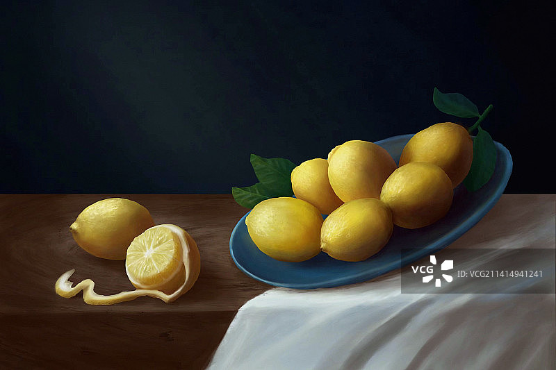 板绘静物-柠檬图片素材