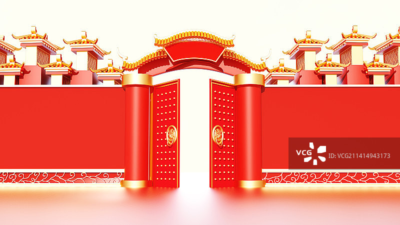 喜庆春节插画场景图片素材