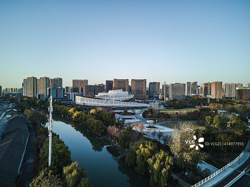 杭州运河大剧院航拍视角图片素材