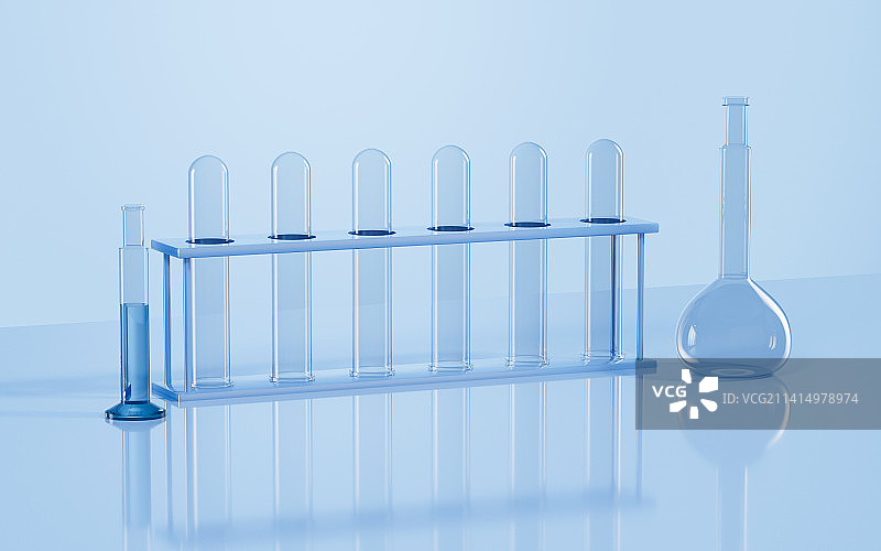 试管与化学实验器材3D渲染图片素材