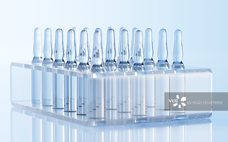 实验室里的安瓿瓶3D渲染图片素材