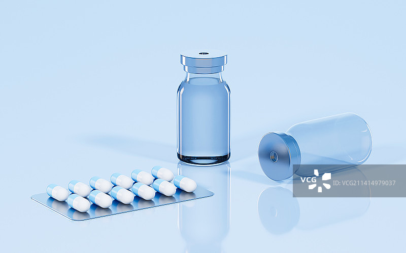 药物与安瓿瓶3D渲染图片素材