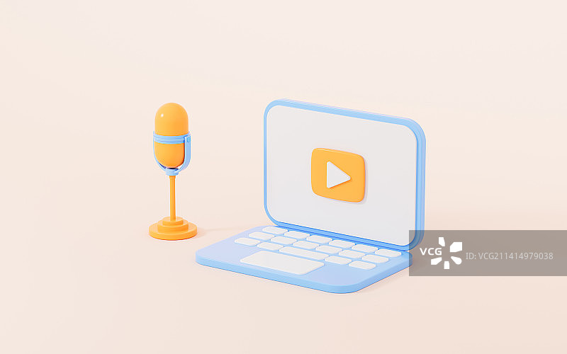 电脑与网络直播主题3D渲染图片素材