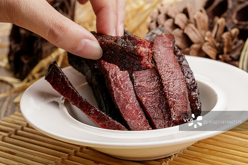 肉香四溢的的内蒙古特产牛肉干图片素材