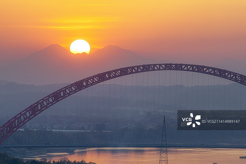 平南三桥日落图片素材