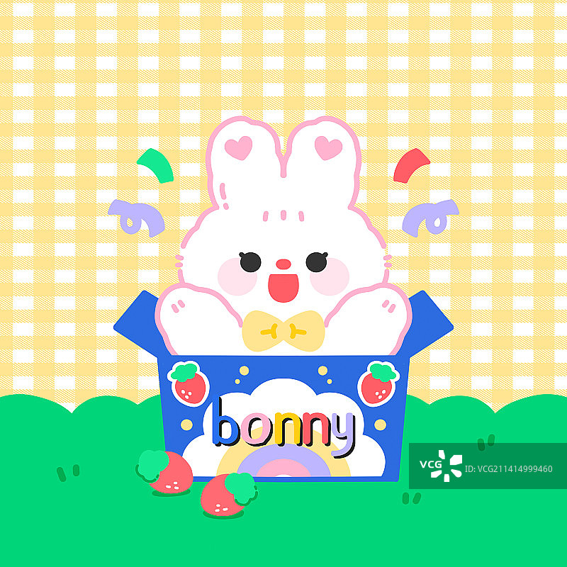 卡通可爱草莓邦尼兔图片素材