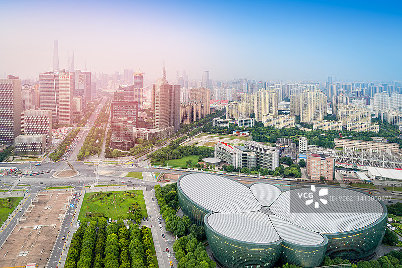 航拍上海东方艺术中心图片素材