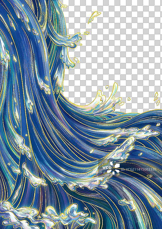 神秘梦幻瀑布动感海浪波纹元素图片素材