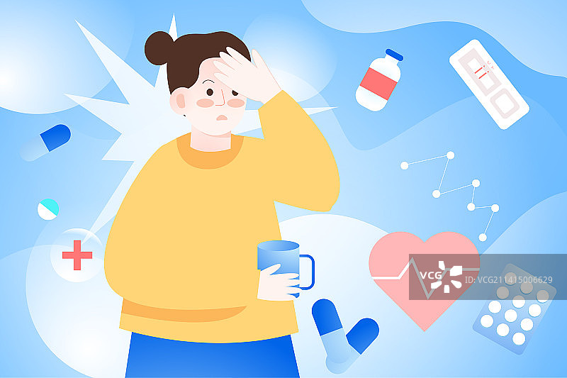 卡通民生保障居家隔离抗原测试健康疫情防护安全医疗卫生医院医生节护士线上问诊看诊互联网治疗体检矢量插画图片素材