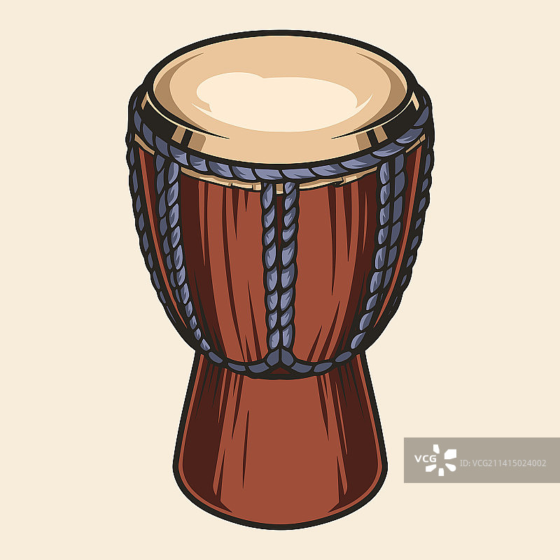 非洲鼓彩色复古素描图片素材
