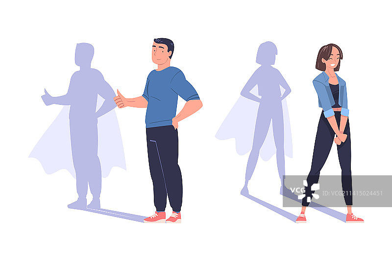 男女超级英雄角色的阴影图片素材