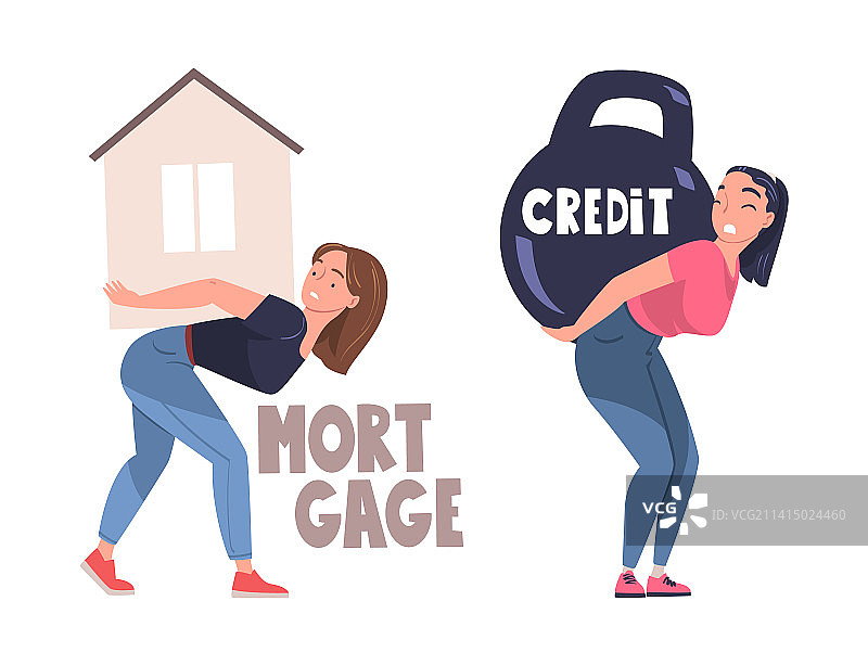 背负巨额抵押贷款的妇女图片素材