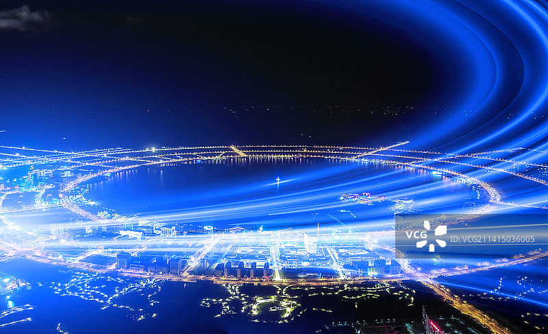 上海滴水湖科技智慧互联网城市大数据概念图片素材