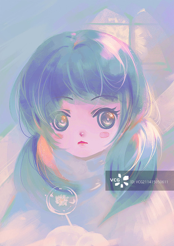 冰花与小女孩图片素材