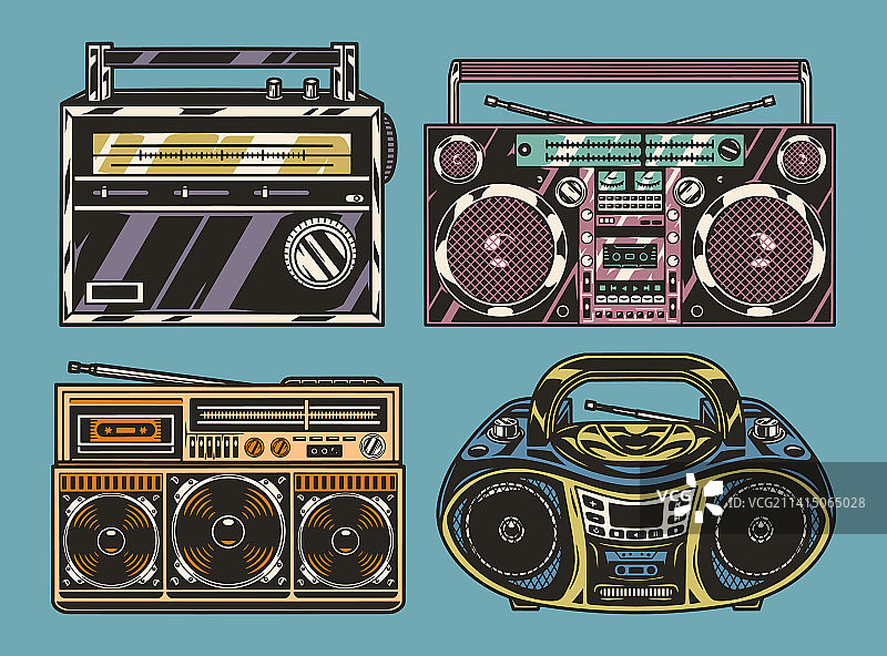 录音机元件彩色套装图片素材