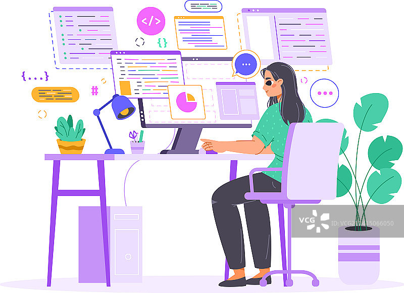 年轻的极客女性程序员图片素材