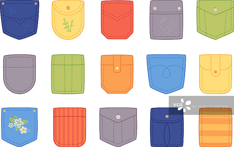 卡通贴袋牛仔或棉布涂鸦图片素材