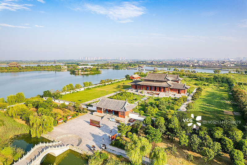 河南商丘古城应天书院高视角航拍风光图片素材