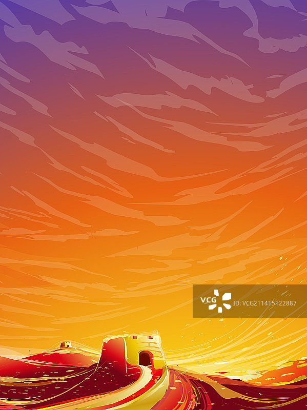 中国标识流光溢彩的钢铁长城图片素材