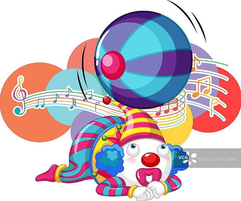 拿着音乐符号的马戏团小丑卡通人物图片素材