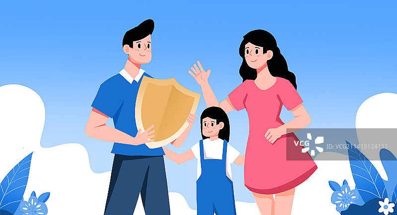 卡通手绘医疗保险插画图片素材