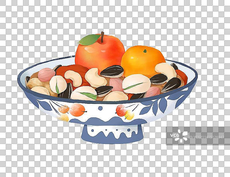 春节年俗插画元素年货果盘图片素材