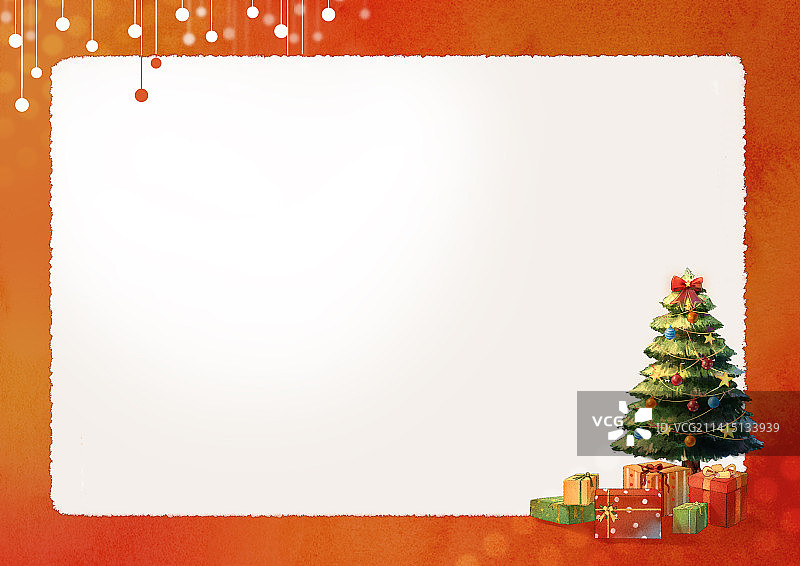 圣诞节-圣诞树与礼物框背景插画图片素材