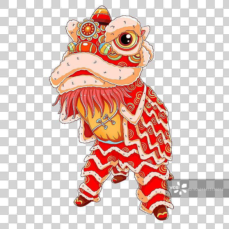 国潮喜庆新年春节舞狮贺岁图片素材