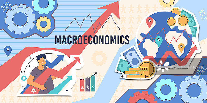 扁平拼贴宏观经济学图片素材