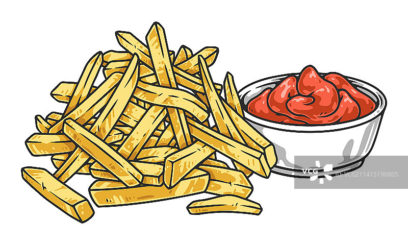 彩色复古炸薯条标志图片素材